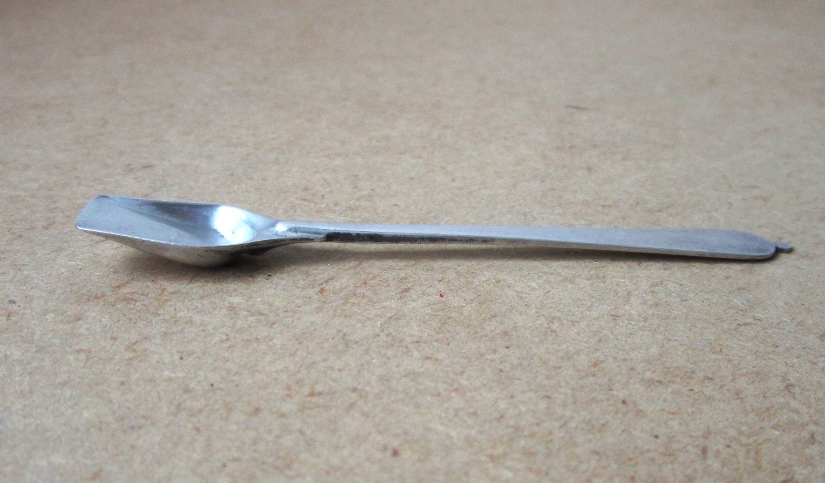 Small Salt Spoon Or Shovel In Solid Silver 18th Century Farmers General Bayonne?-photo-6