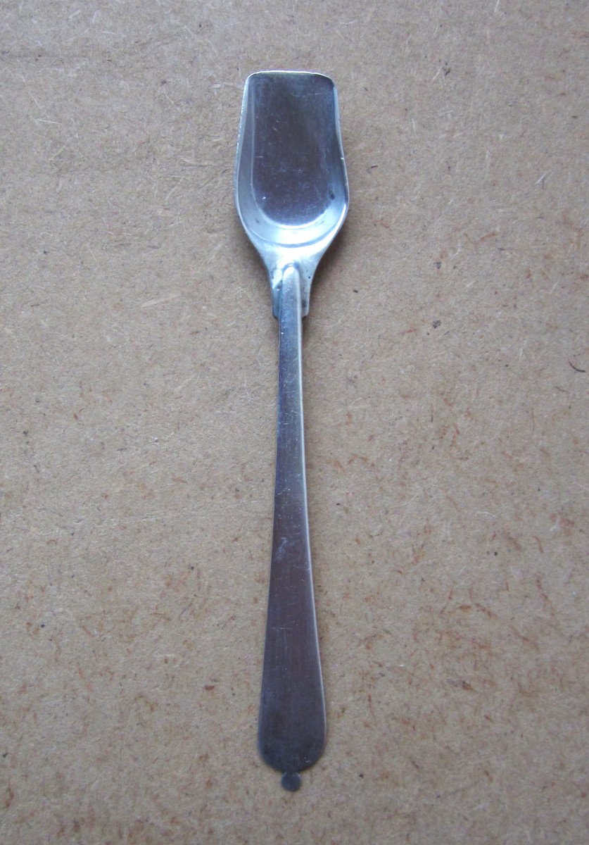 Small Salt Spoon Or Shovel In Solid Silver 18th Century Farmers General Bayonne?