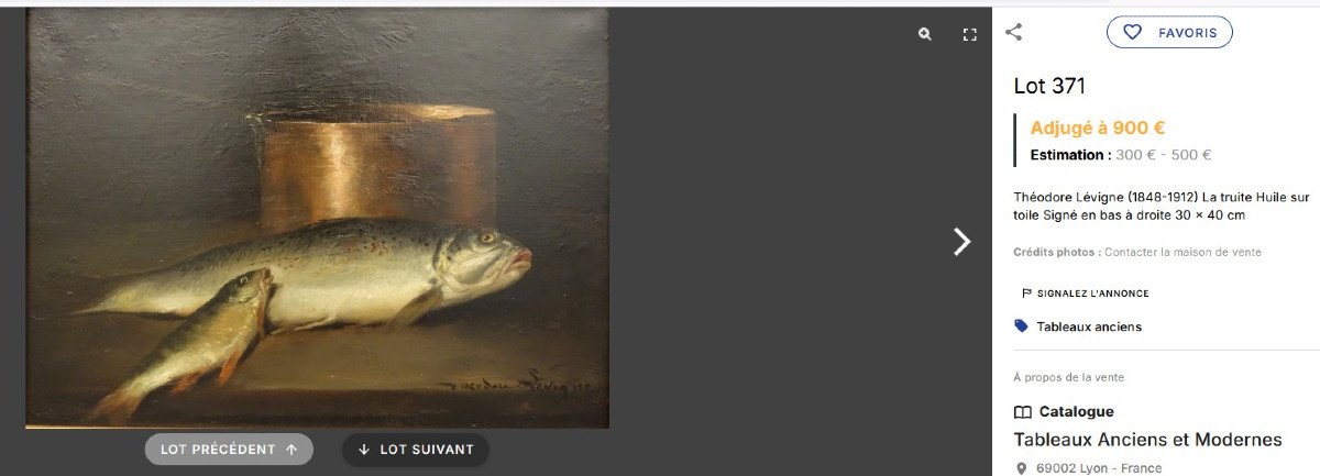 Théodore Lévigne, Large Oil On Canvas Signed, Still Life Painting With Fish Carp Fishing.-photo-5