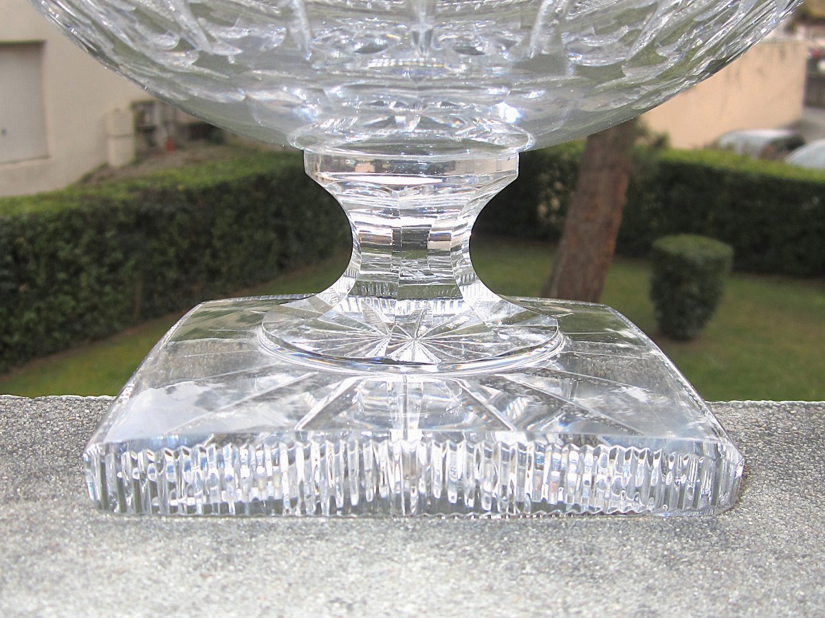 Antique Beautiful Cut Crystal Fruit Bowl In Very Good Condition. Weight 2.6 Kg.-photo-4