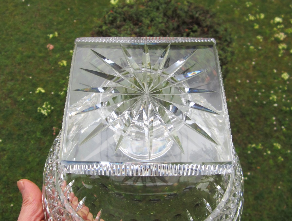 Antique Beautiful Cut Crystal Fruit Bowl In Very Good Condition. Weight 2.6 Kg.-photo-3