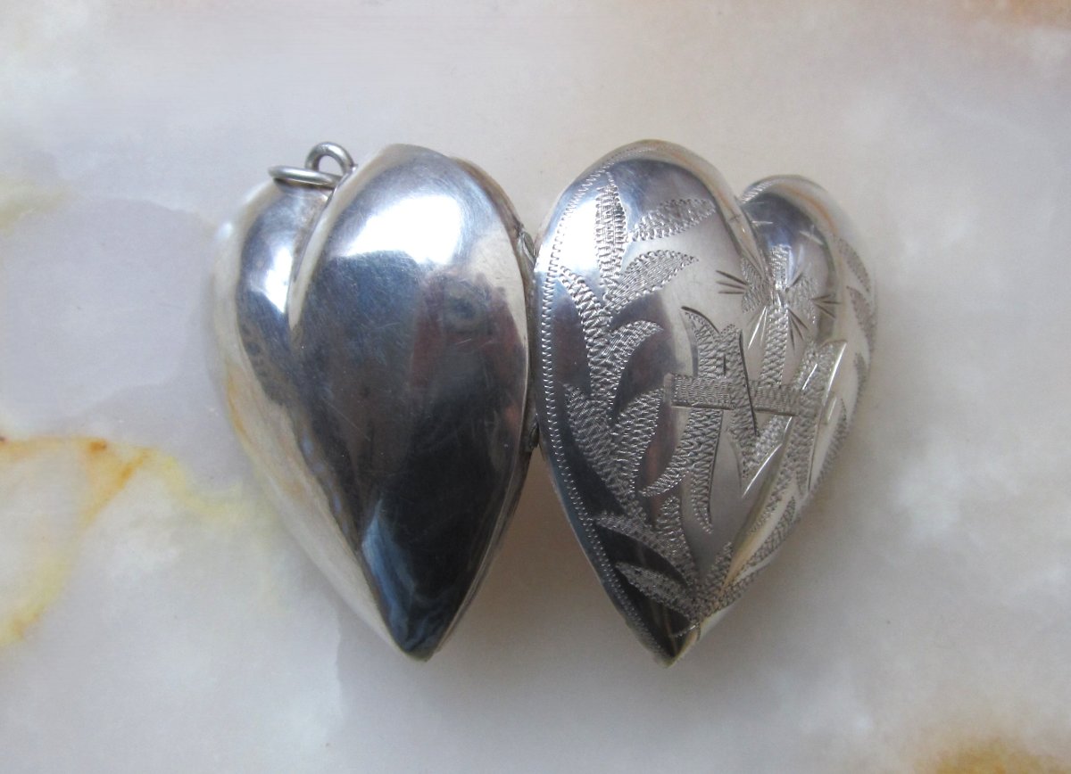 Ex-voto Heart Of Mary Very Beautiful Pendant In Solid Silver In Perfect Condition Of Conservation.-photo-4