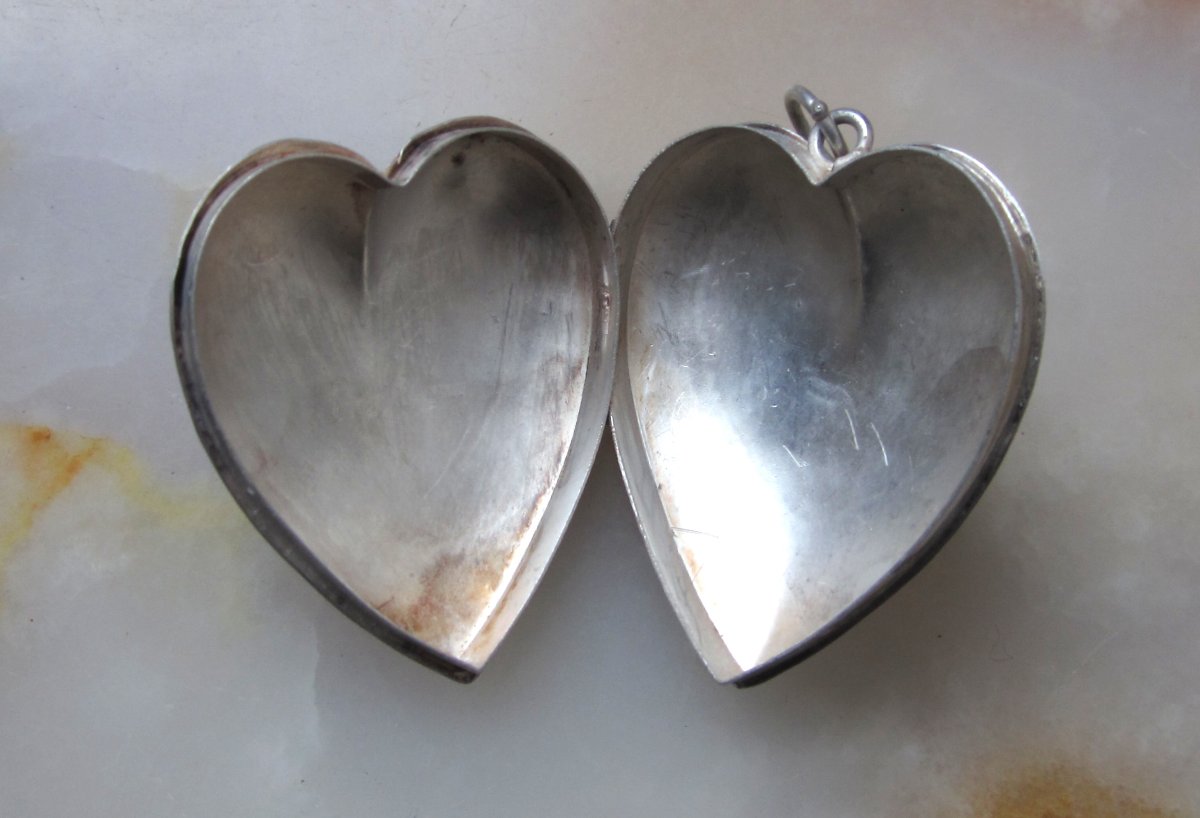 Ex-voto Heart Of Mary Very Beautiful Pendant In Solid Silver In Perfect Condition Of Conservation.-photo-5