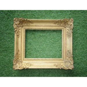 Very Beautiful 19th Century 3f Frame Gilded With Gold Leaf, Louis XV Style, Leaf: 28.2 X 22.5 Cm.