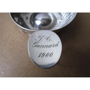 Ancien Taste Vin Ou Tasse à Vin En Argent Massif Poinçon Minerve Attribué Jc Gonnard 1900