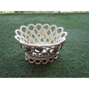 Langeais Earthenware, Very Beautiful Basket, Woven Ceramic, In Very Good Condition.