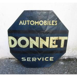 Automobiles Donnet Service Rare Painted Garage Sheet Metal By Andreis Marseille Enamel Plate.