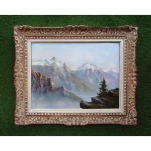 Astrid Walford, Superb Large Signed Mountain Painting, Grenoble Oisans Chartreuse Belledonne.