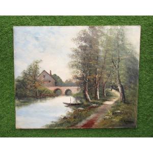 Large Oil On Canvas Signed Rousseau, 19th Century Painting, Barbizon School, Sold Unframed.