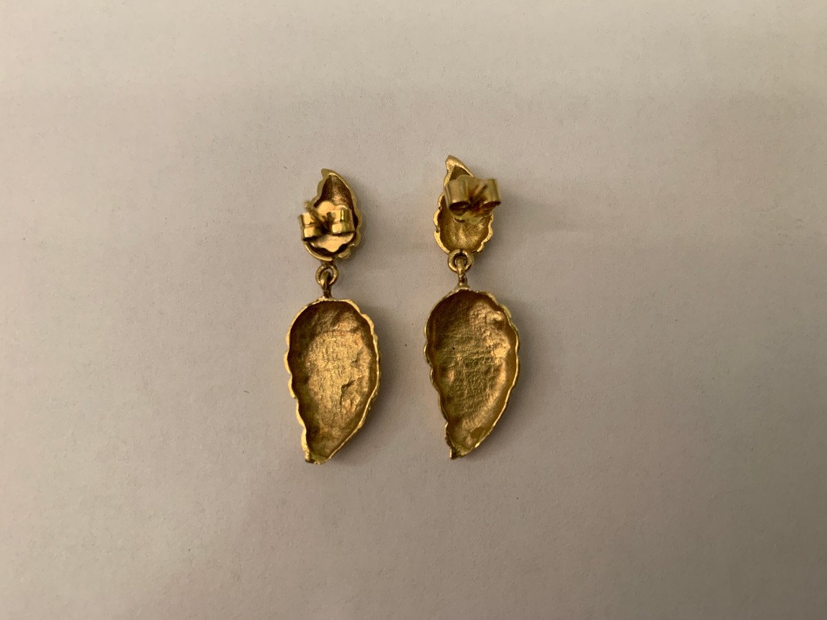 Pine Cone Earrings In 18 Carat Yellow Gold-photo-2