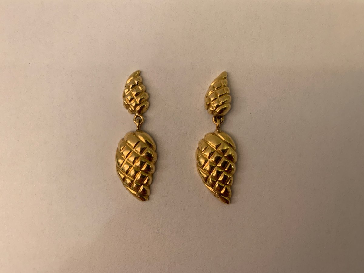 Pine Cone Earrings In 18 Carat Yellow Gold