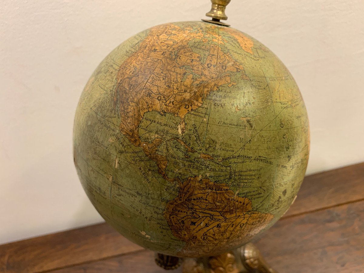 Charles Auguste Perigot - World Map On Cast Iron Tripod-photo-1