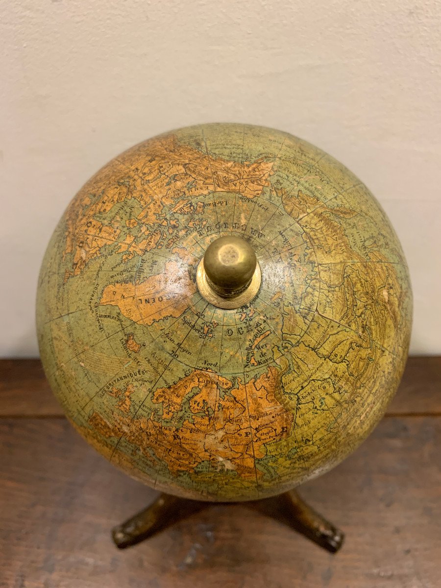 Charles Auguste Perigot - World Map On Cast Iron Tripod-photo-2