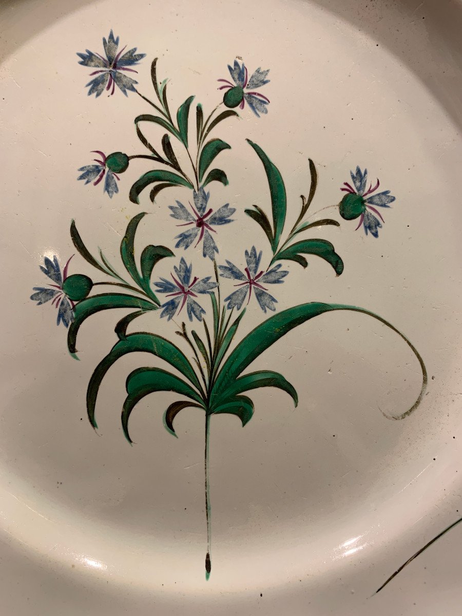 Epinal Earthenware Dish Decorated With Cornflowers, 18th Century-photo-2