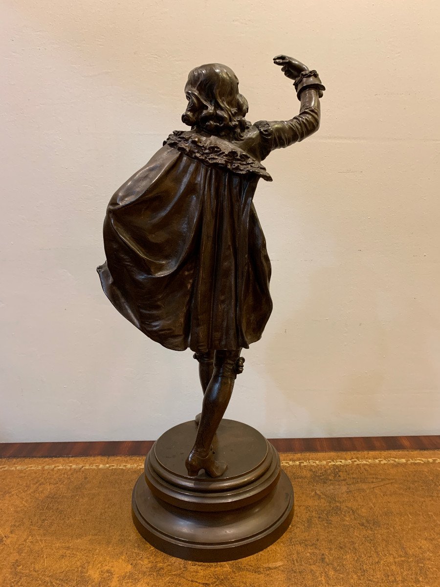Adrien Etienne Gaudez - Bronze Sculpture Representing An 18th Century Dancer-photo-3