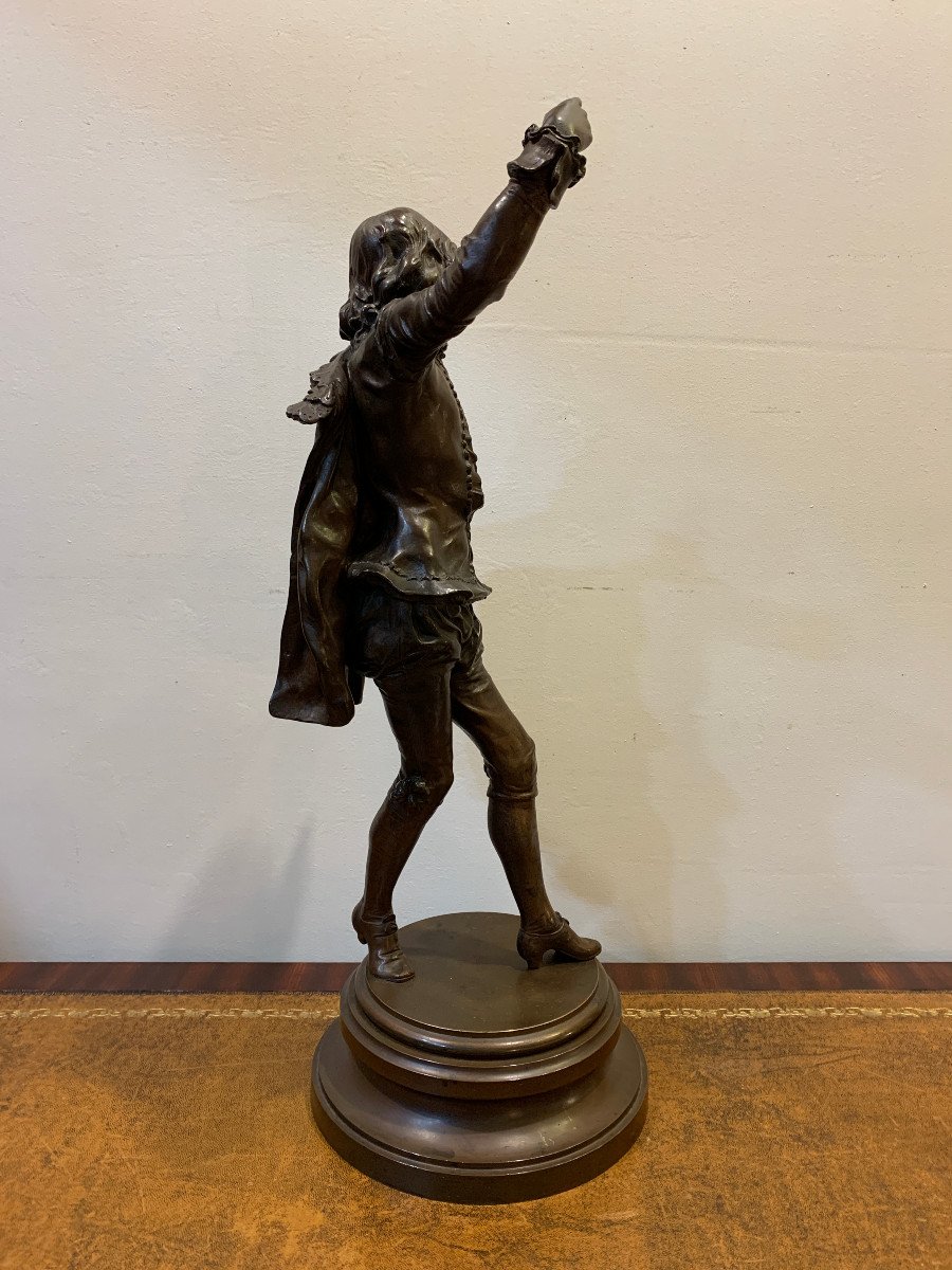 Adrien Etienne Gaudez - Bronze Sculpture Representing An 18th Century Dancer-photo-4