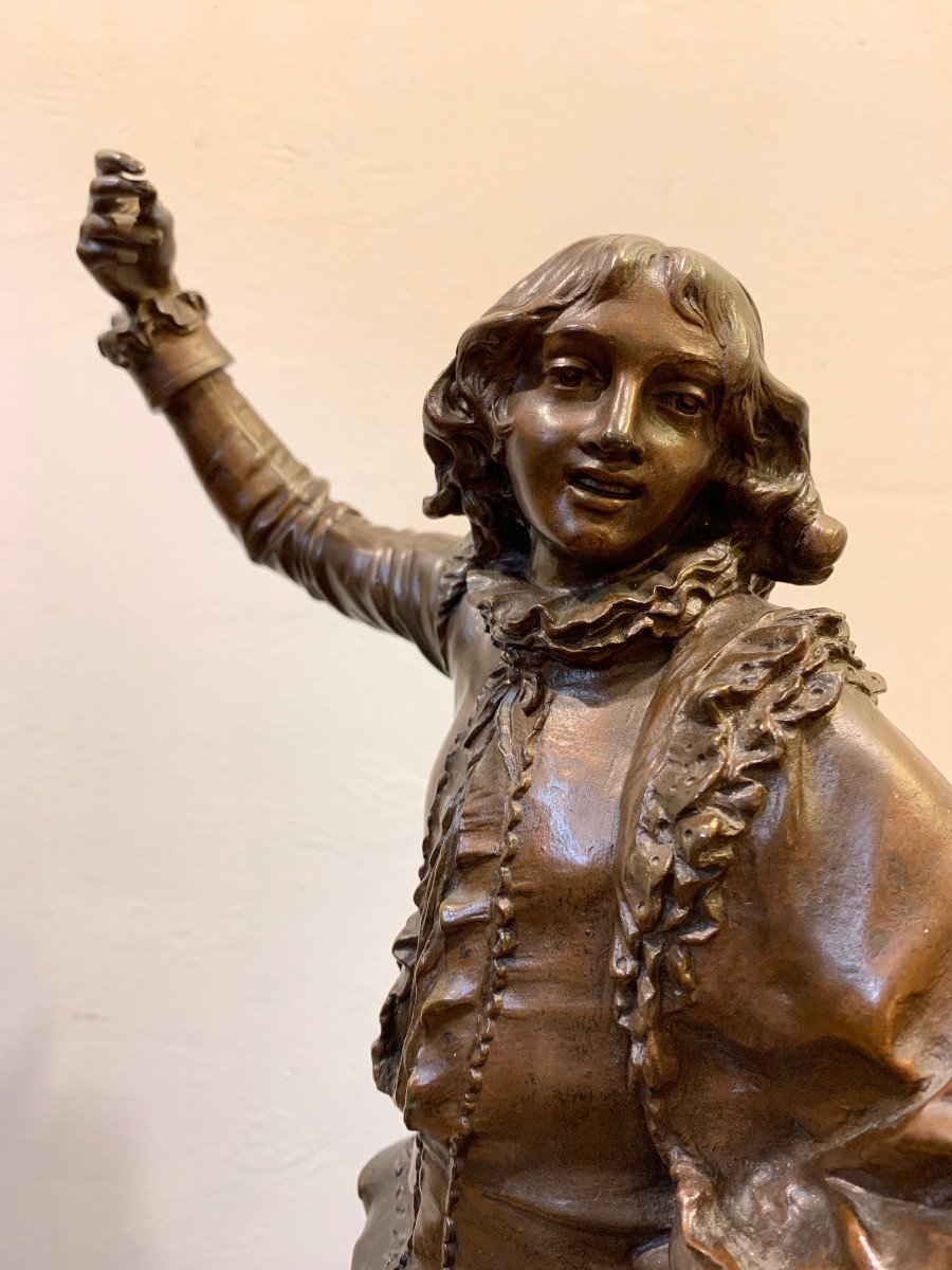 Adrien Etienne Gaudez - Bronze Sculpture Representing An 18th Century Dancer-photo-2