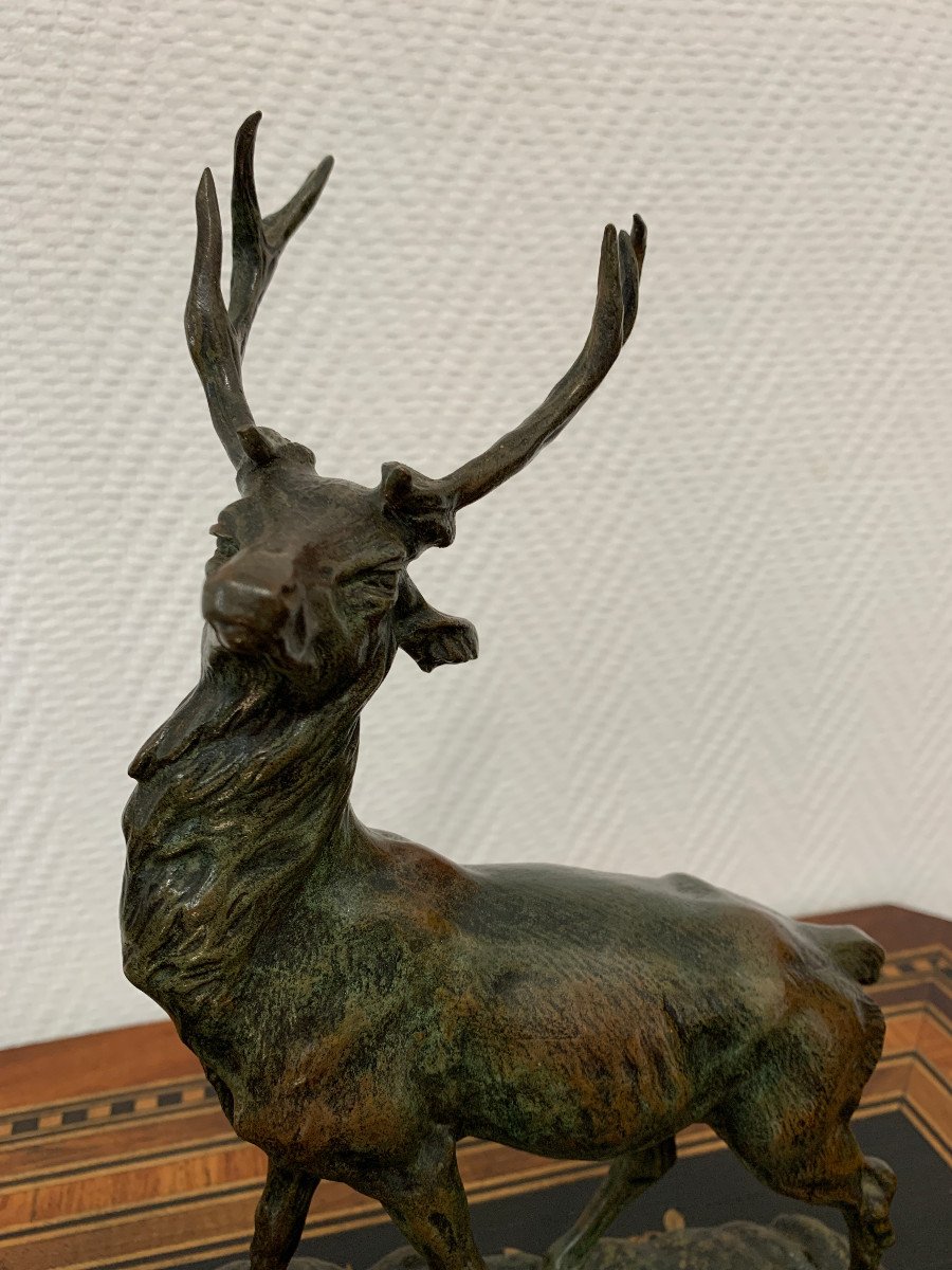 Thomas Cartier - Bronze Sculpture The Bellowing Of The Deer-photo-2