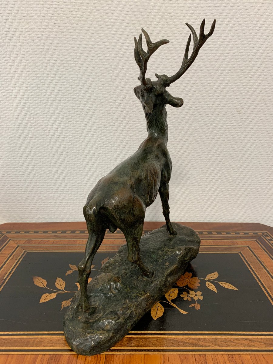 Thomas Cartier - Bronze Sculpture The Bellowing Of The Deer-photo-1