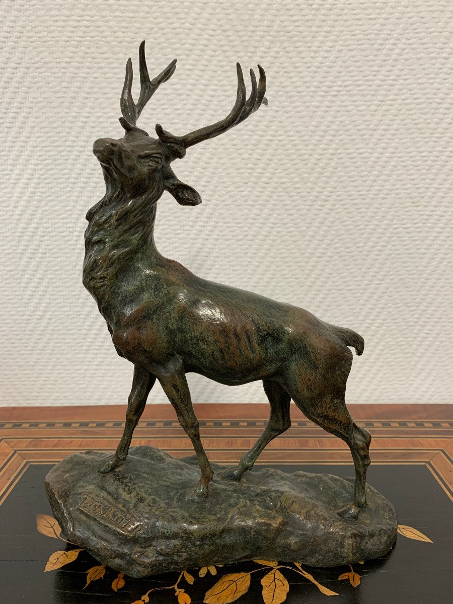 Thomas Cartier - Bronze Sculpture The Bellowing Of The Deer