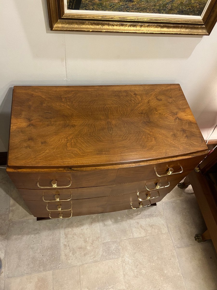 Art Deco Chest Of Drawers In Walnut Veneer And Burr Walnut-photo-4