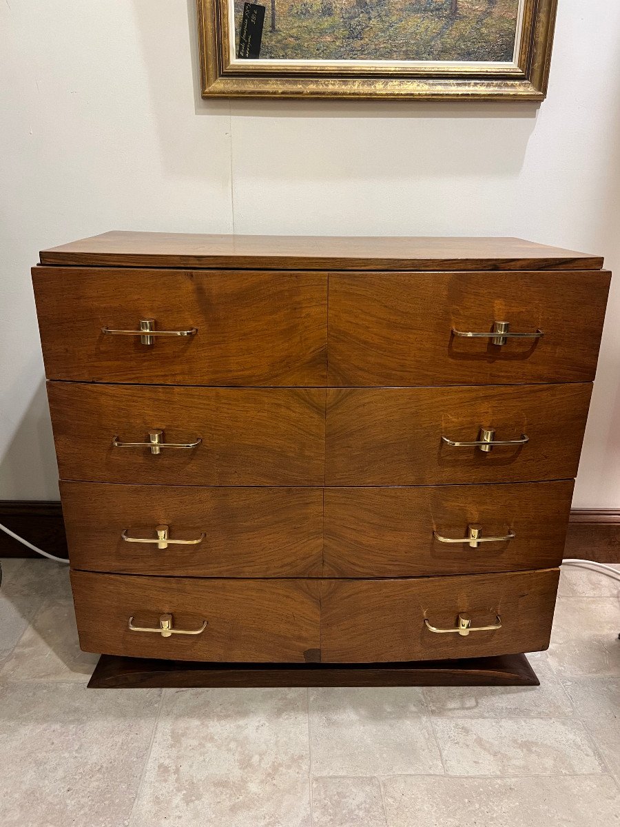 Art Deco Chest Of Drawers In Walnut Veneer And Burr Walnut