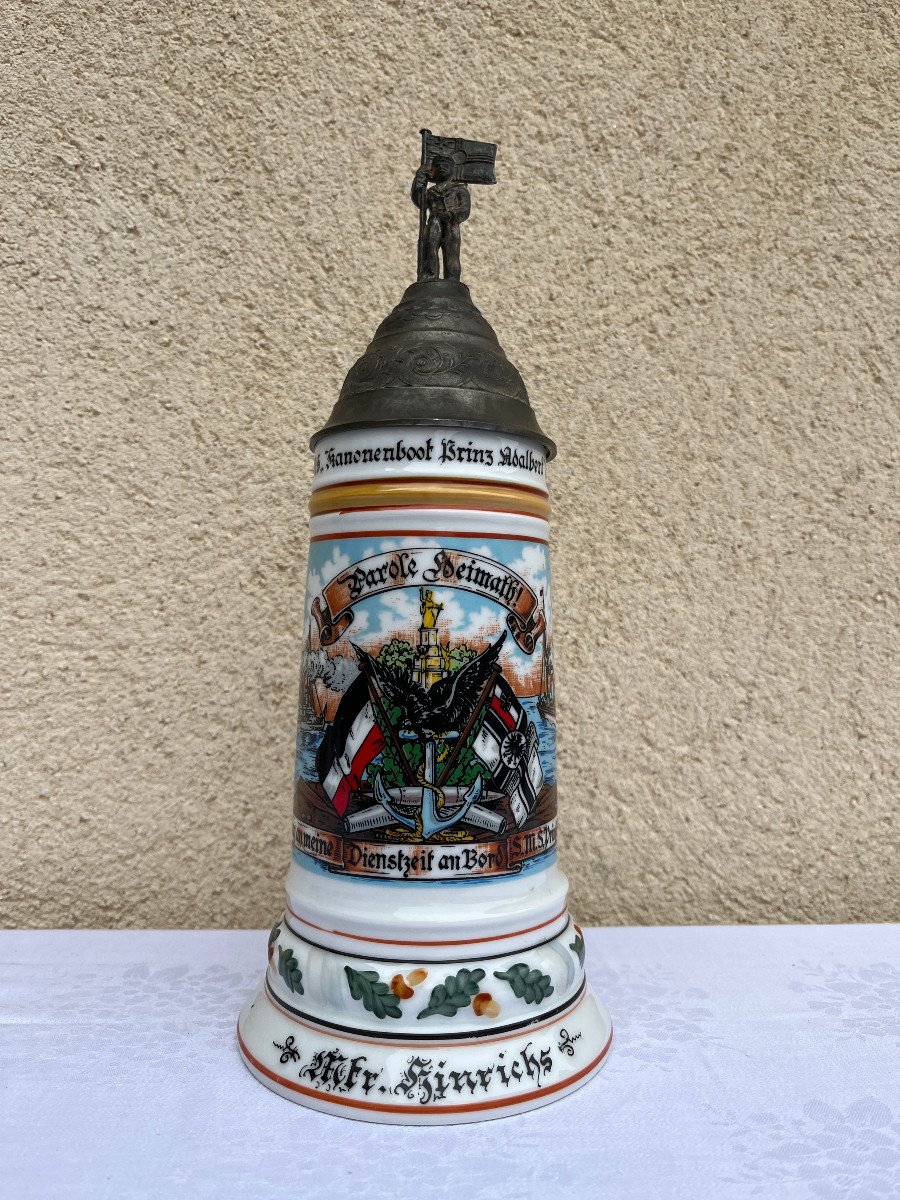 Chope de réserviste prussienne Kriegsmarine en porcelaine