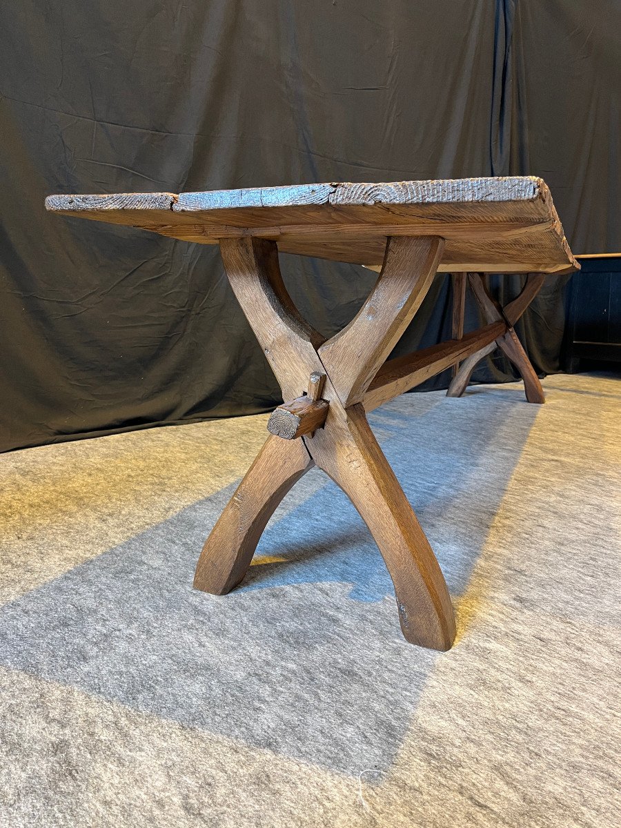 Grande table console rustique de drapier en résineux-photo-3