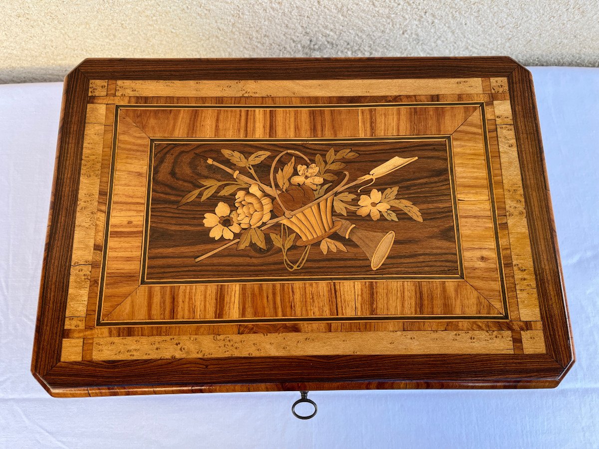 Coffret Louis Philippe en bois marqueté-photo-2