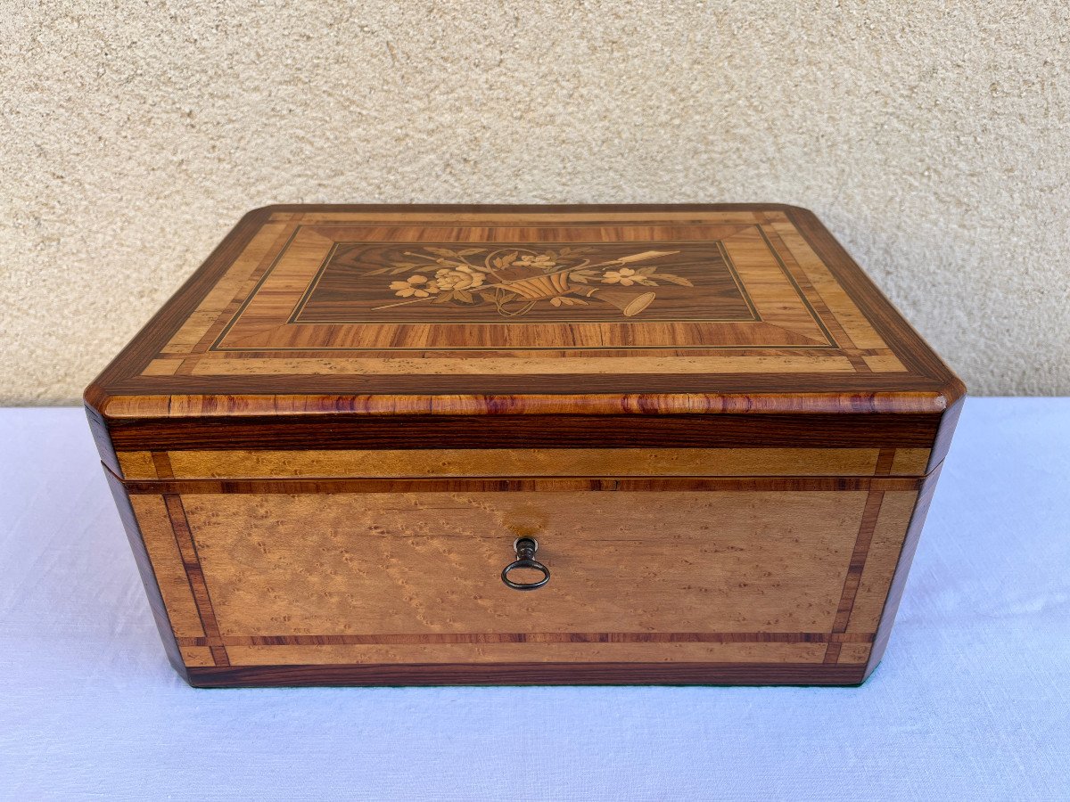 Coffret Louis Philippe en bois marqueté-photo-5