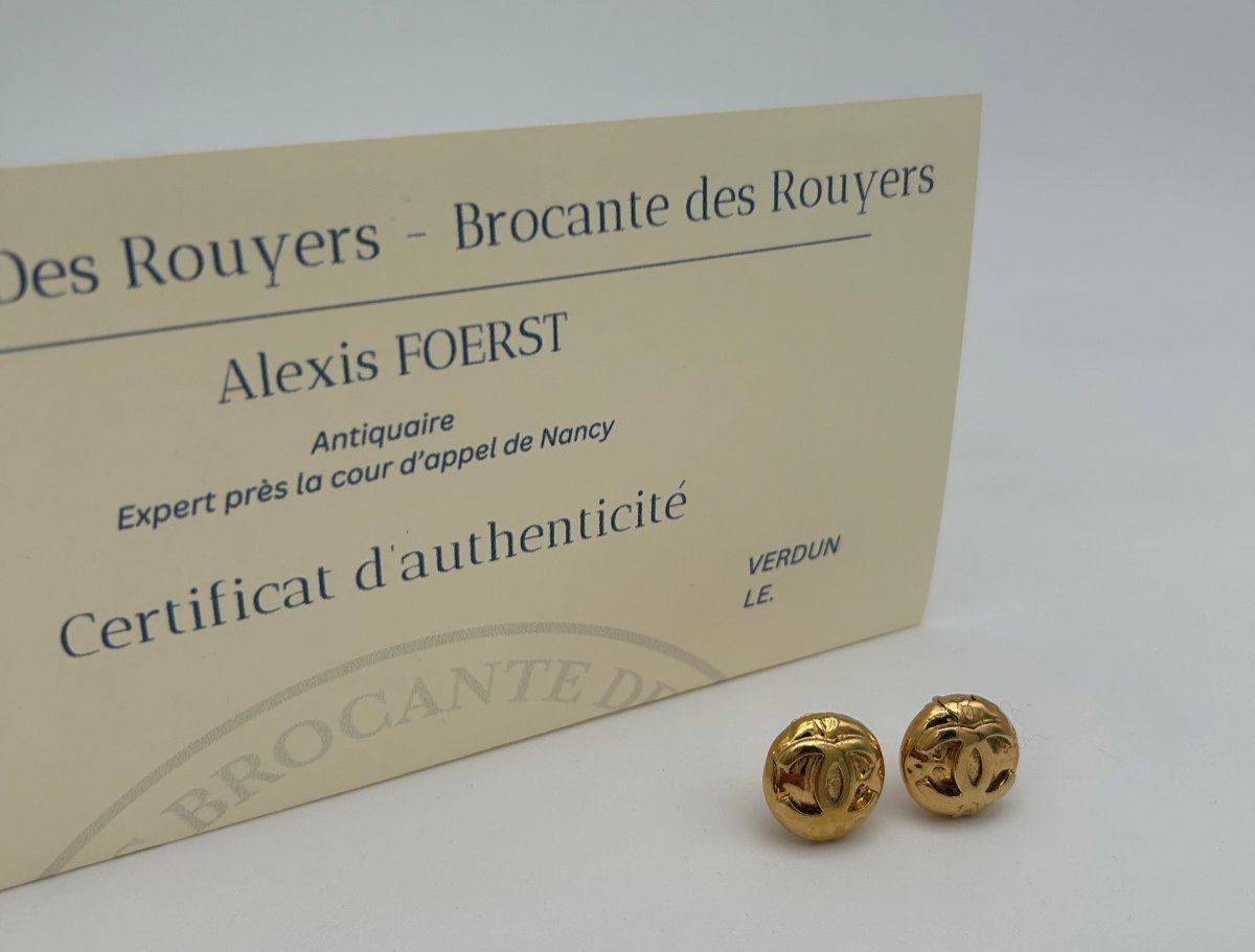 Boucles D’oreilles Chanel à Clips Plaque Or-photo-3