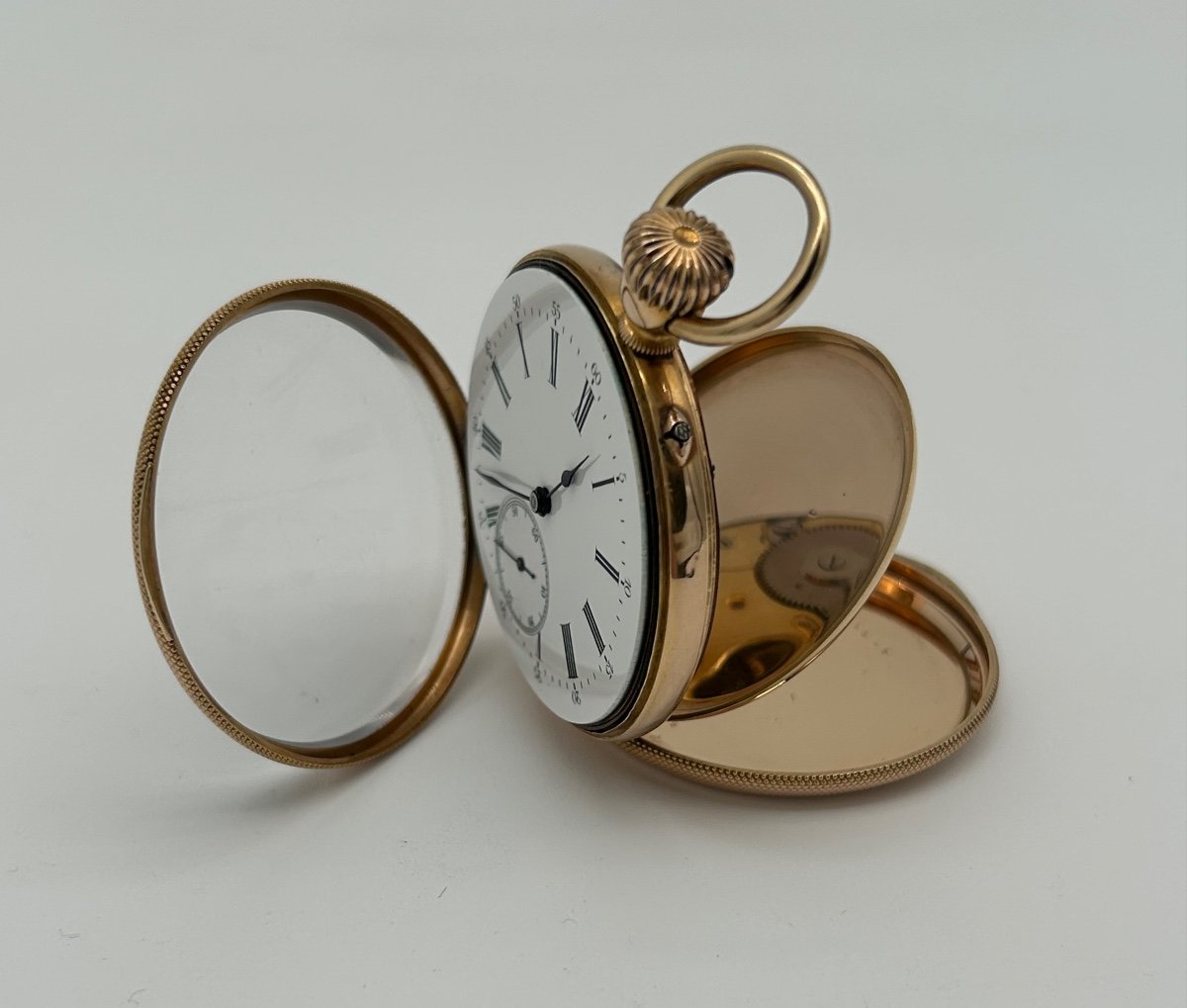 Montre A Gousset Mecanique En Or 18k-photo-2