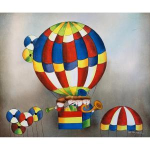 Joyce Roybal - Children Musicians And Hot Air Balloon