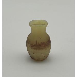 Daum Miniature Vase Lake Landscape 