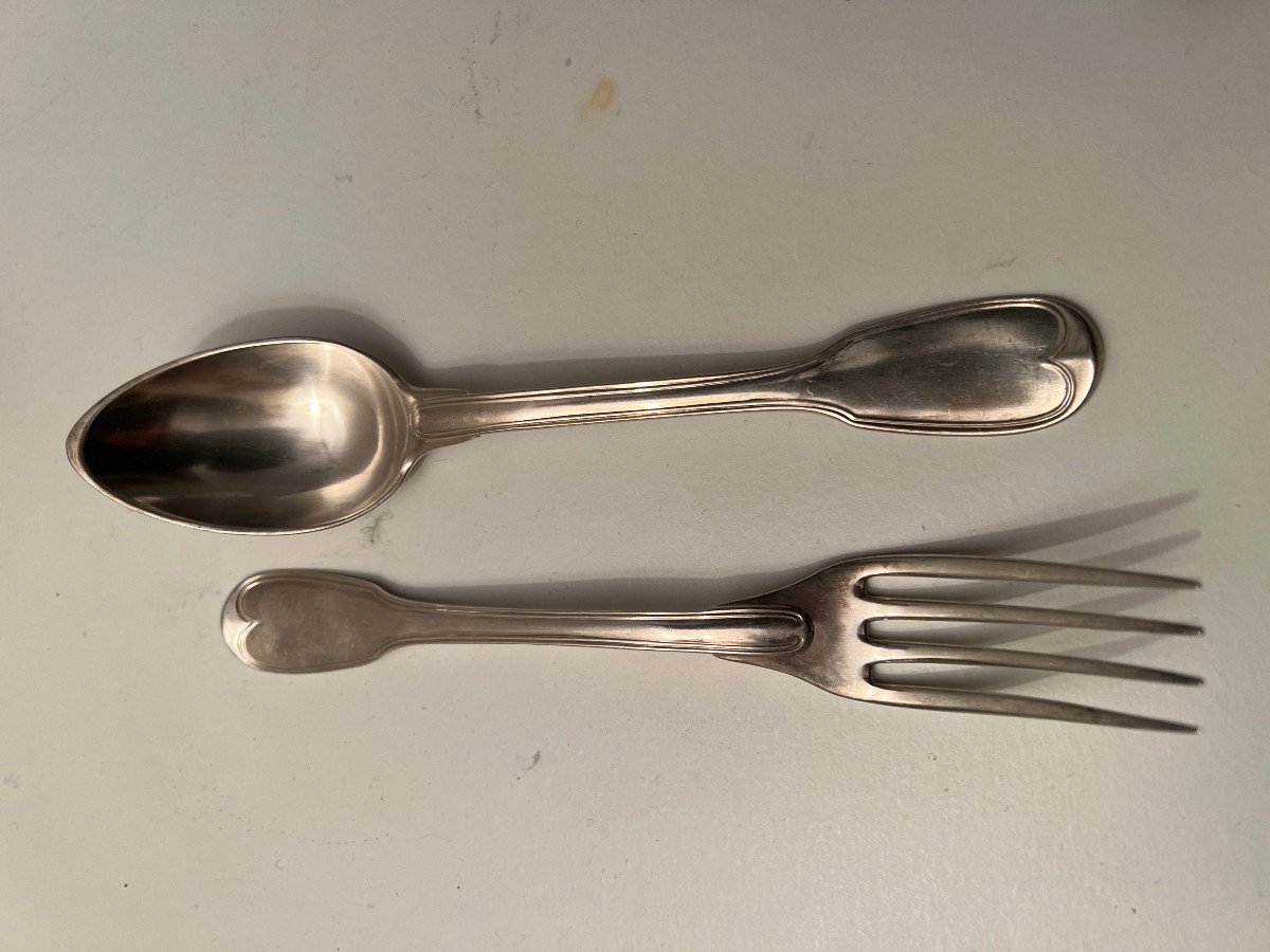 Cutlery: Fork And Spoon Sterling Silver Rooster Deb XIX S-photo-4