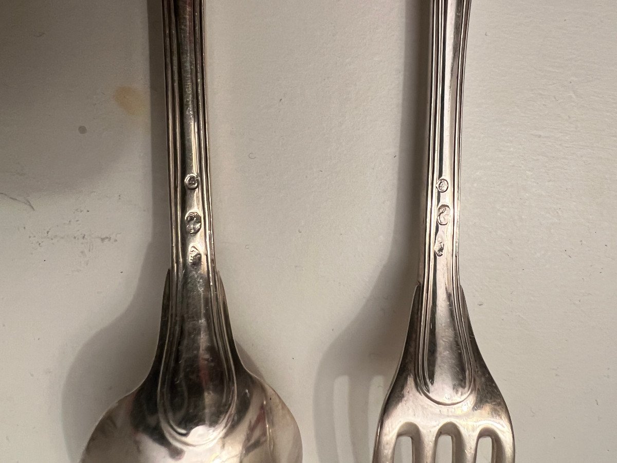 Cutlery: Fork And Spoon Sterling Silver Rooster Deb XIX S-photo-1