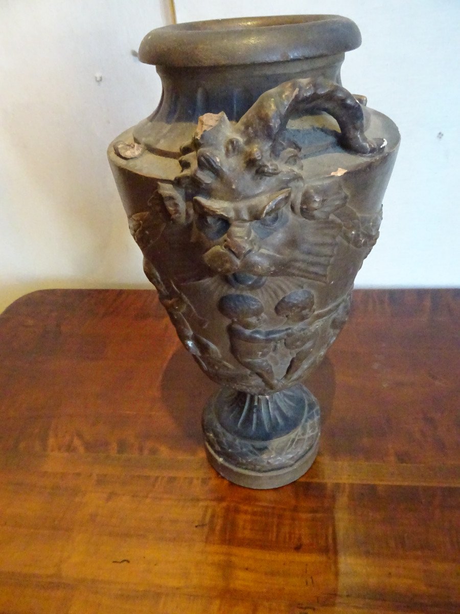Bacchanal Urn With Putti In Terracotta-photo-4