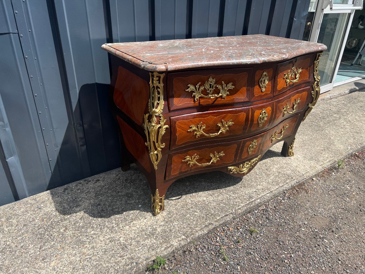 Inlaid Commode Louis XV Period-photo-4