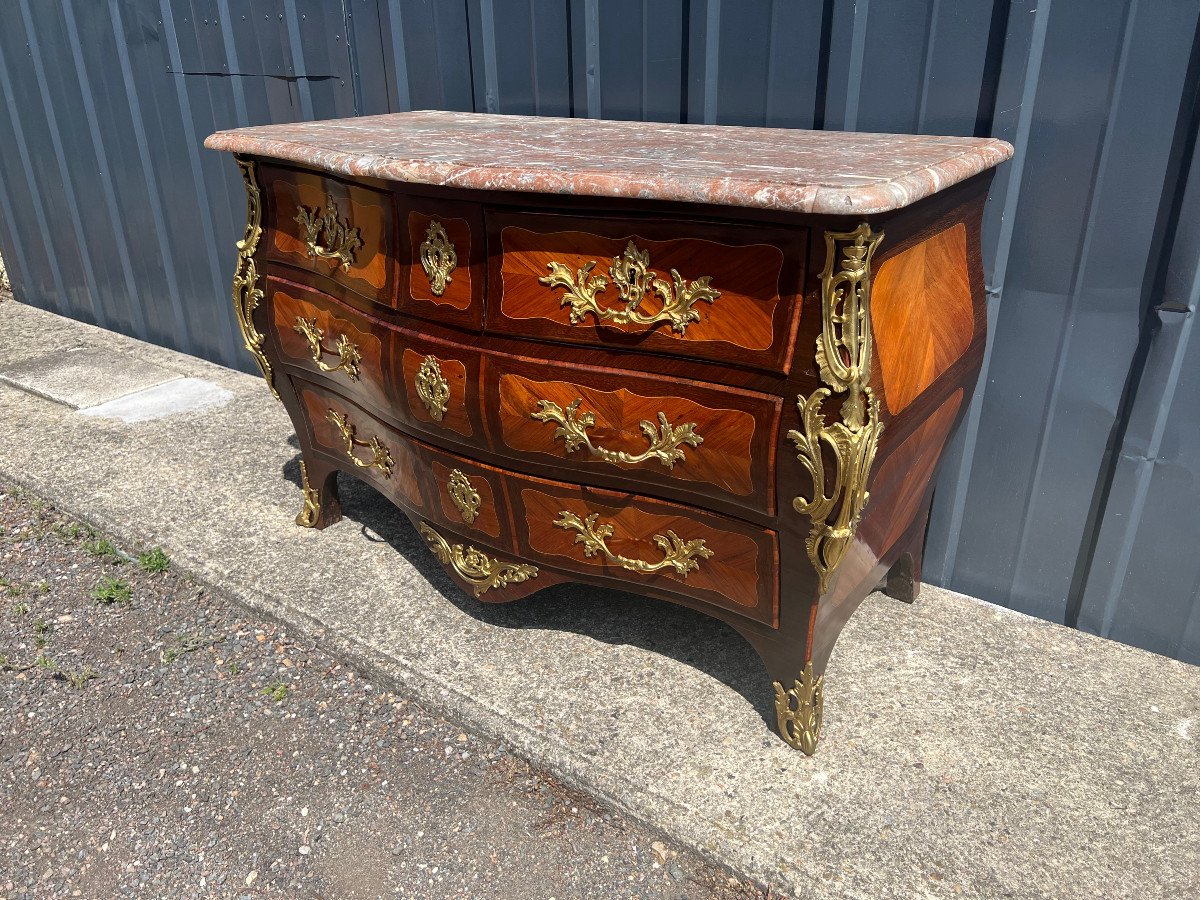 Inlaid Commode Louis XV Period-photo-1