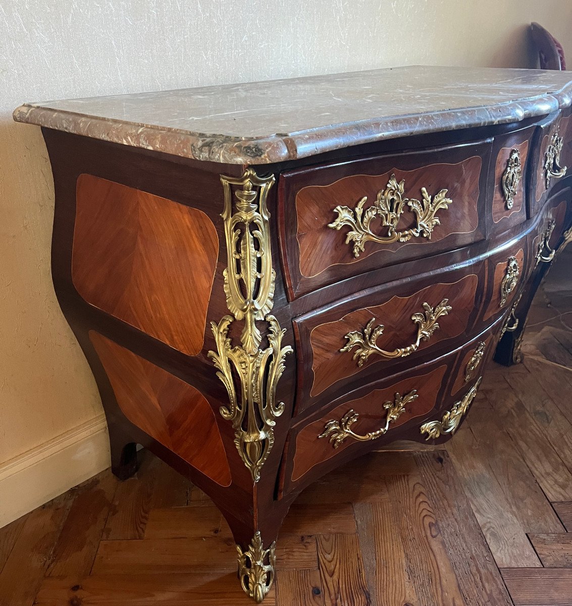 Inlaid Commode Louis XV Period-photo-4