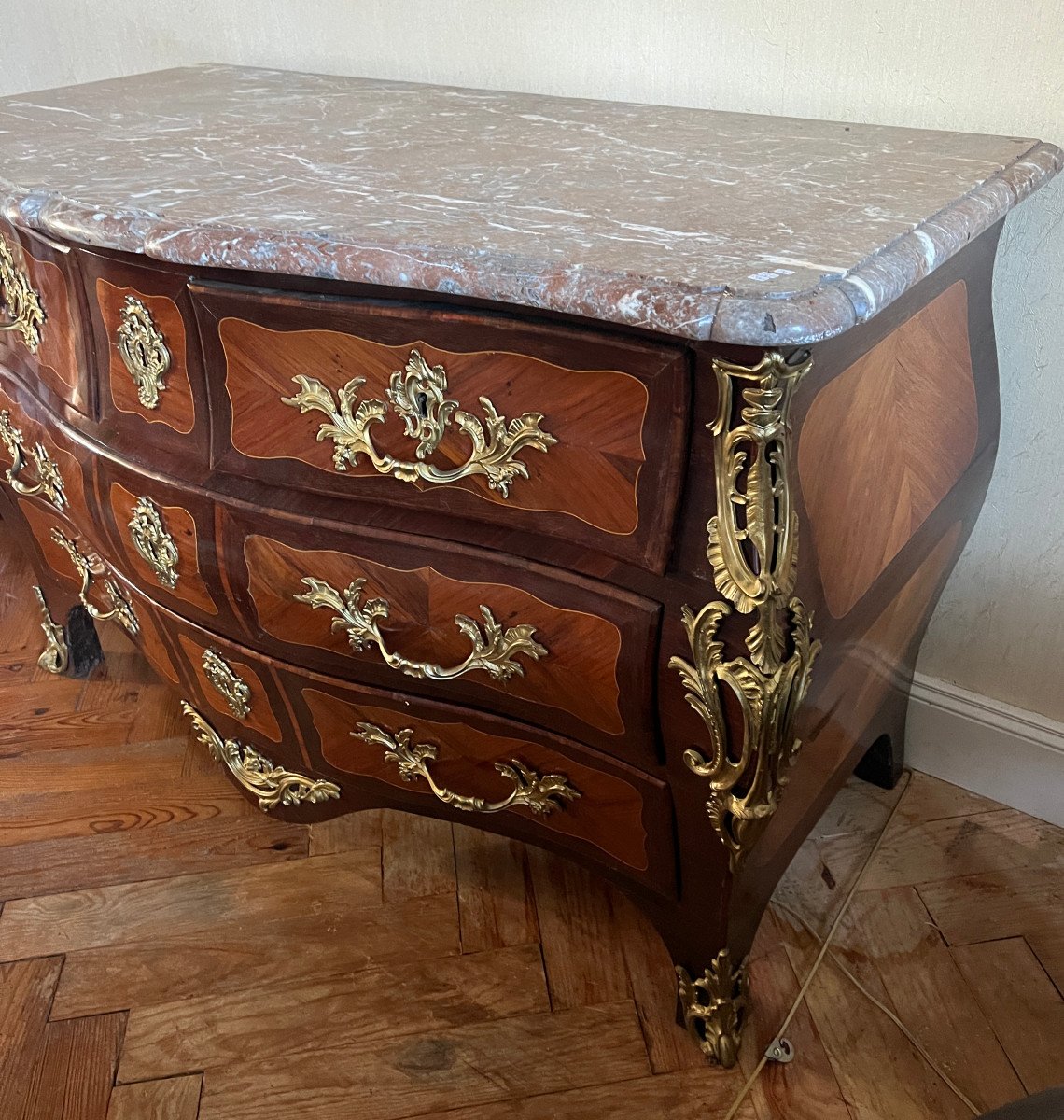 Inlaid Commode Louis XV Period-photo-5