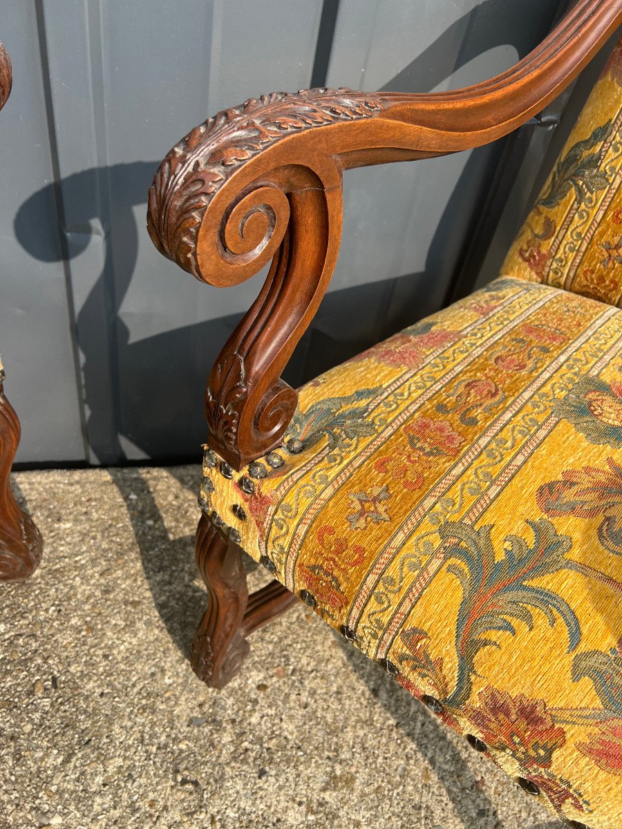 Paire De Fauteuils De Style Louis XIV-photo-2