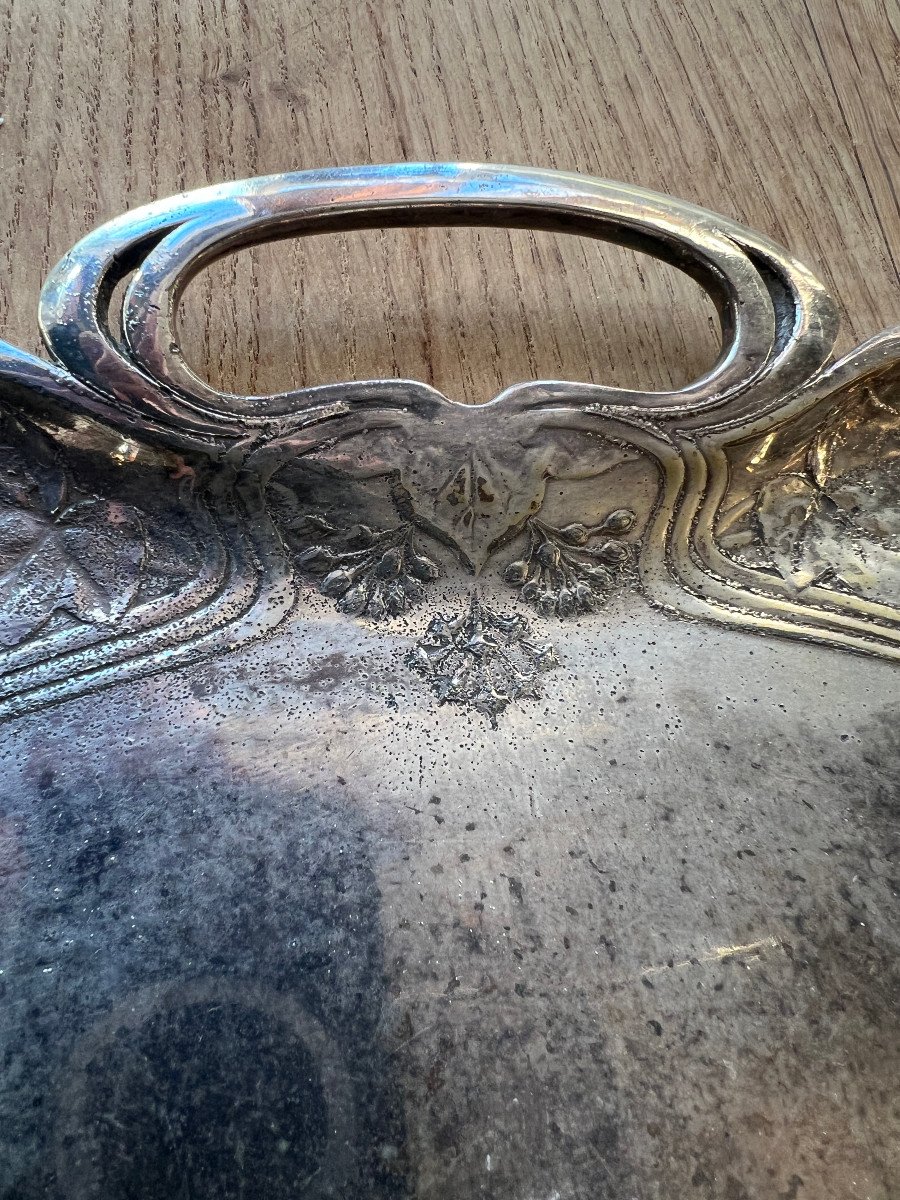 Gallia Art Nouveau Silver Metal Tray-photo-3