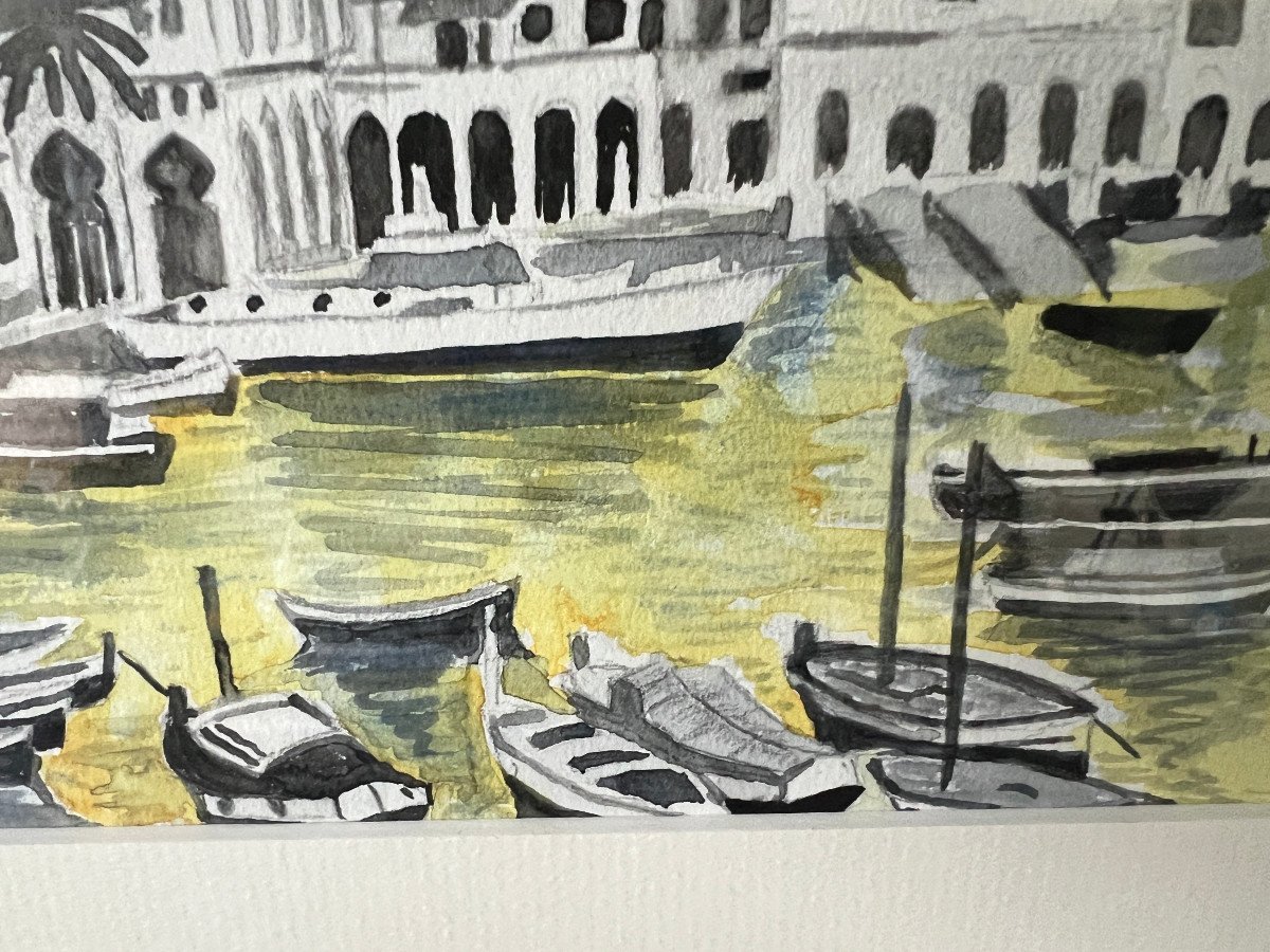 Dessin Aquarellé Port En Algérie Encadré-photo-1