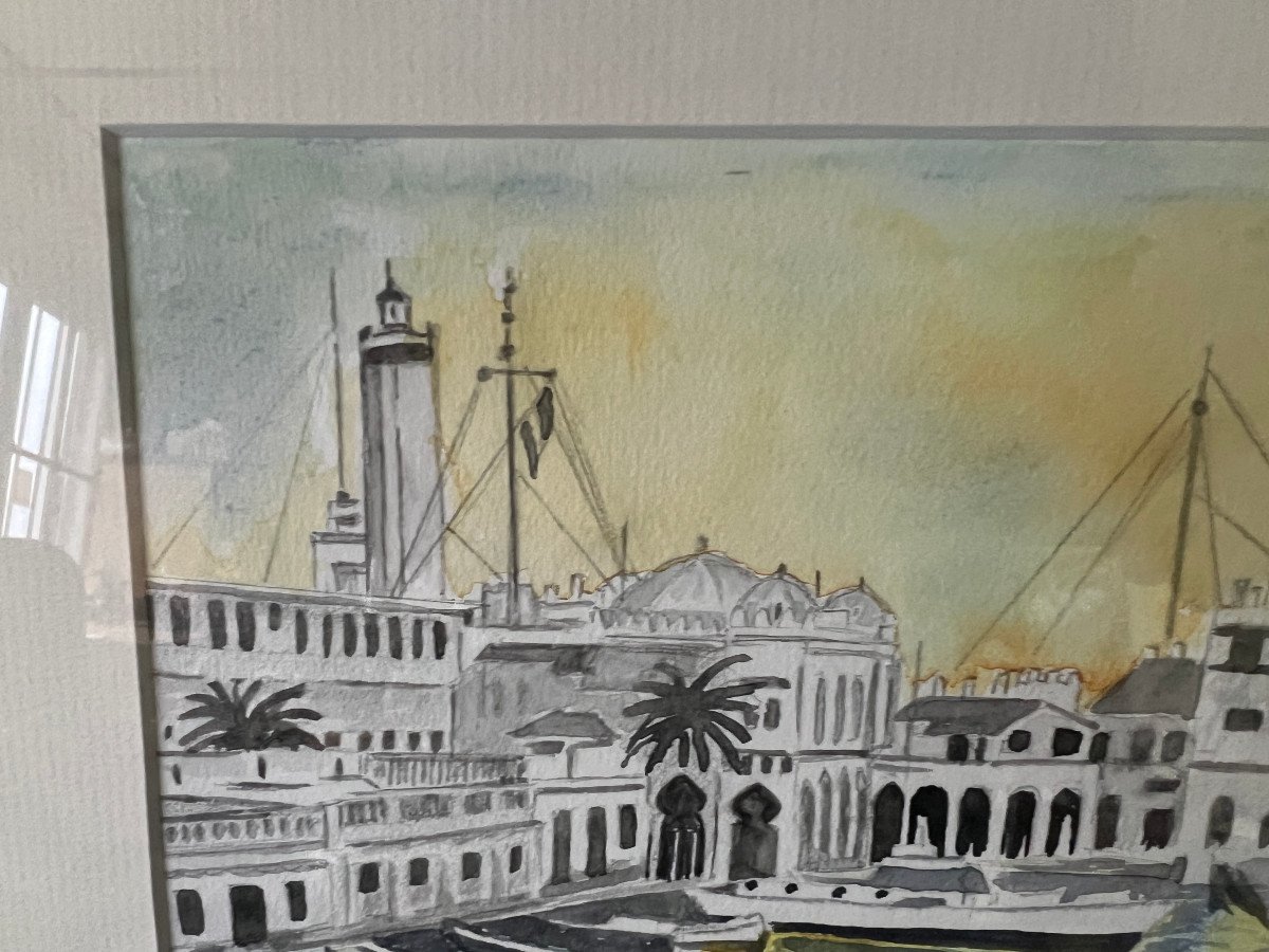 Dessin Aquarellé Port En Algérie Encadré-photo-4