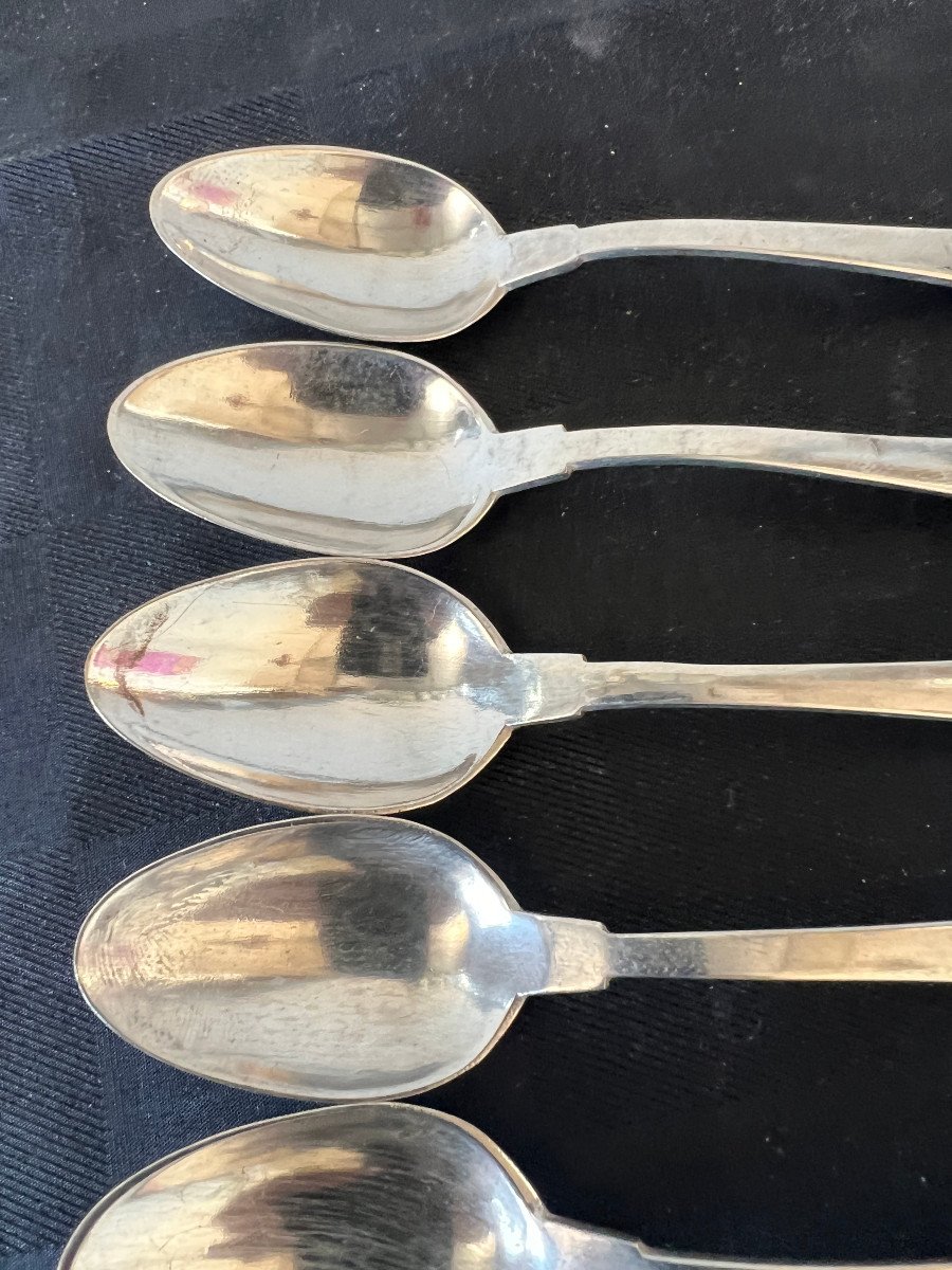 12 Sterling Silver Dessert Spoons 294g Art Deco Indochina-photo-2