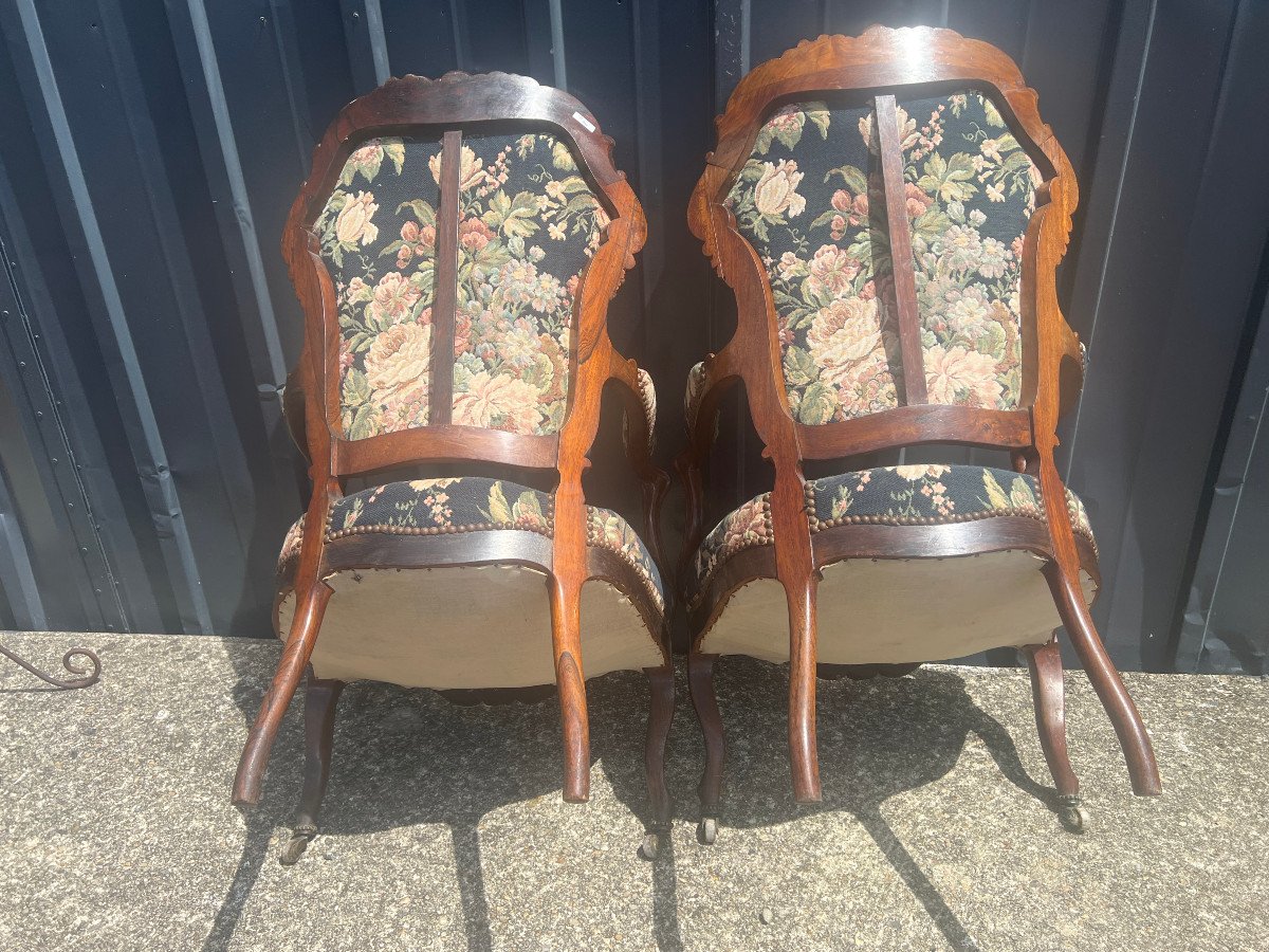 Pair Of Rosewood Armchairs, Napoleon III Period-photo-4