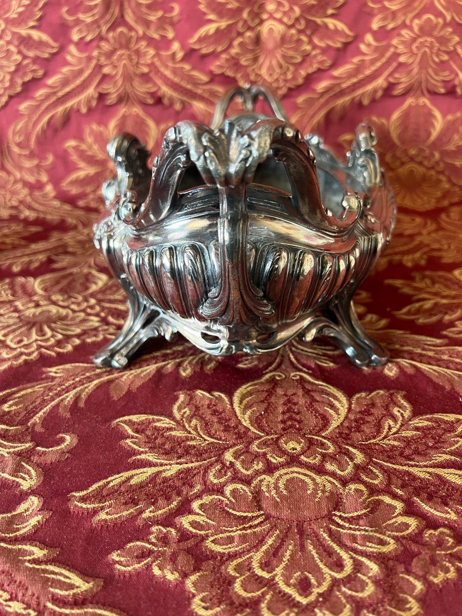 Louis XV Style Silver Bronze Planter Rocaille By V. Saglier-photo-2