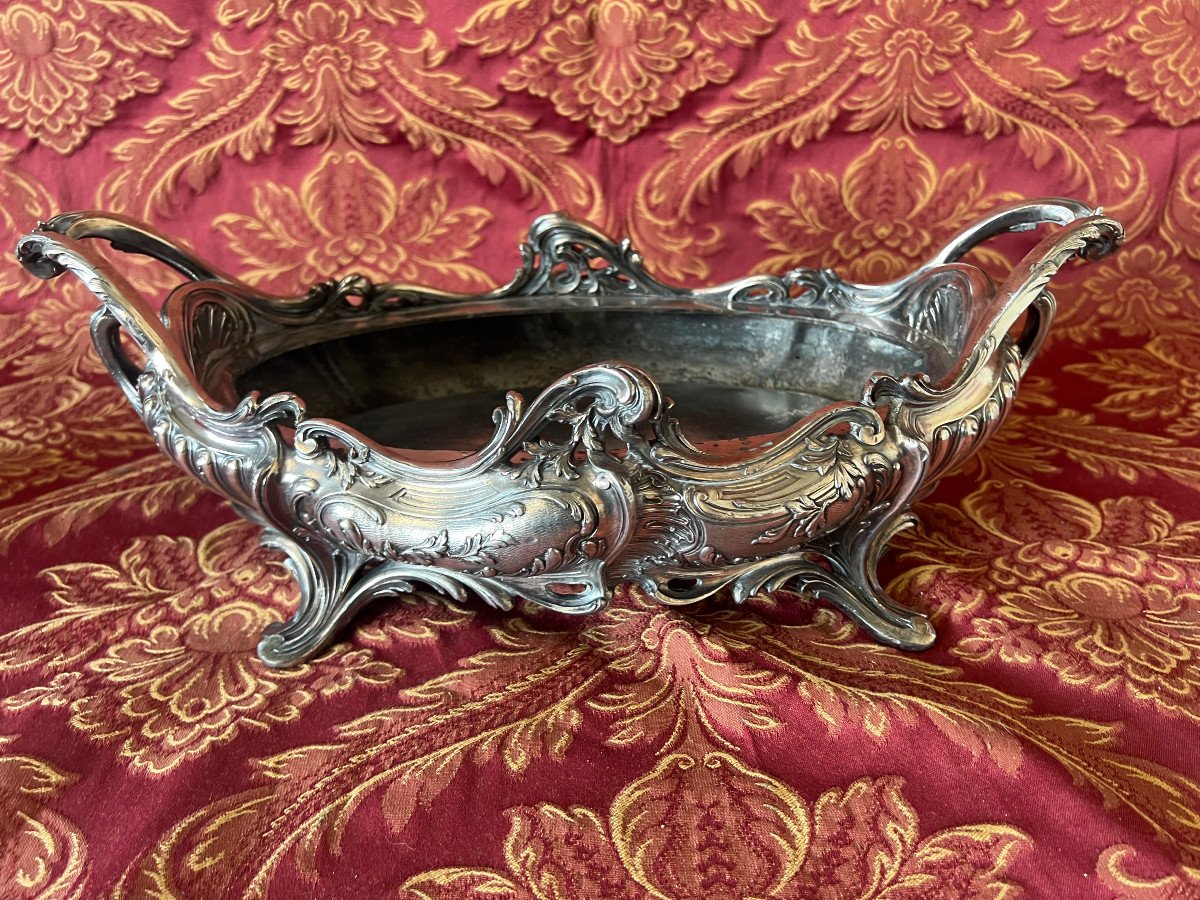 Louis XV Style Silver Bronze Planter Rocaille By V. Saglier-photo-3