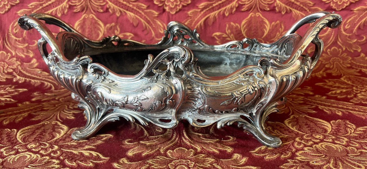 Louis XV Style Silver Bronze Planter Rocaille By V. Saglier